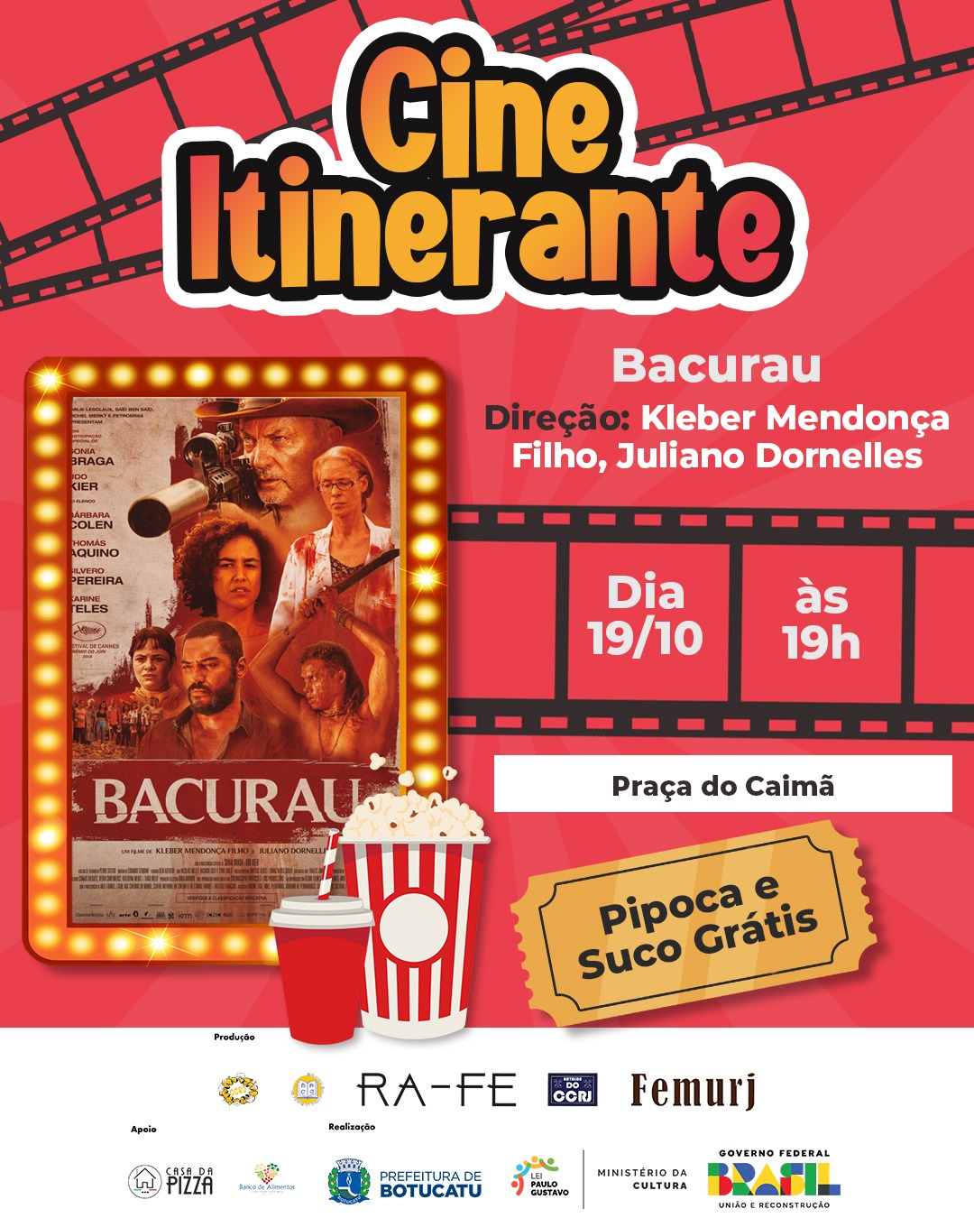 Cine Itinerante Apresenta o filme “Bacurau” na Praça do Caimã