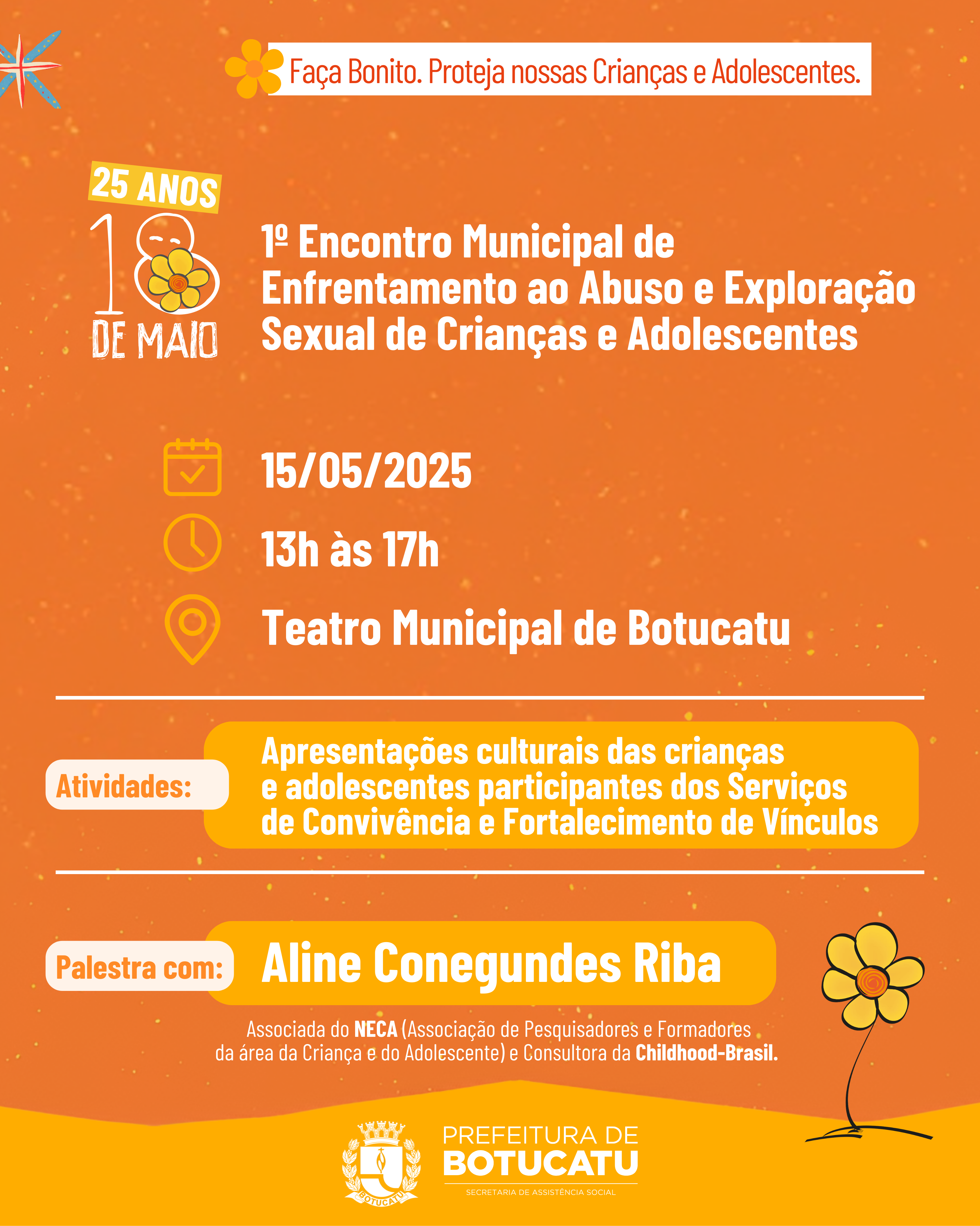 Botucatu realizará o Encontro de Enfrentamento ao Abuso e Exploração Sexual de Crianças e Adolescentes nesta quinta-feira, 15