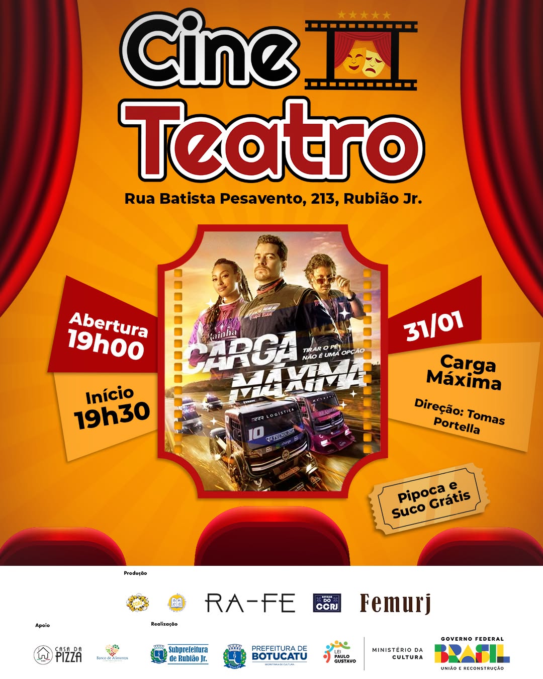 Cultura apresenta o filme Carga Máxima no Cine Teatro nesta sexta-feira, 31