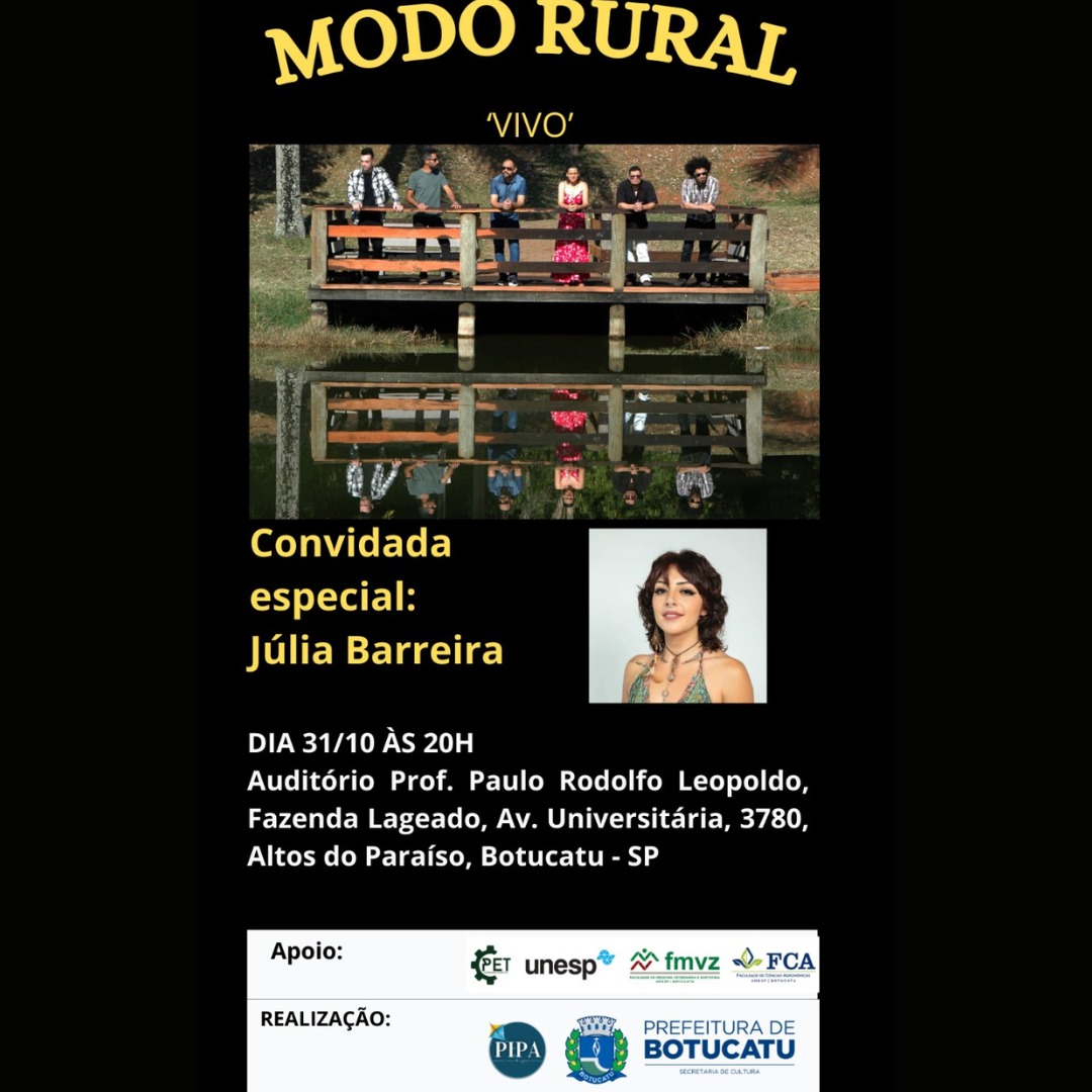 Secretaria de Cultura apresenta o Grupo Modo Rural na Fazenda Lageado nesta quinta-feira