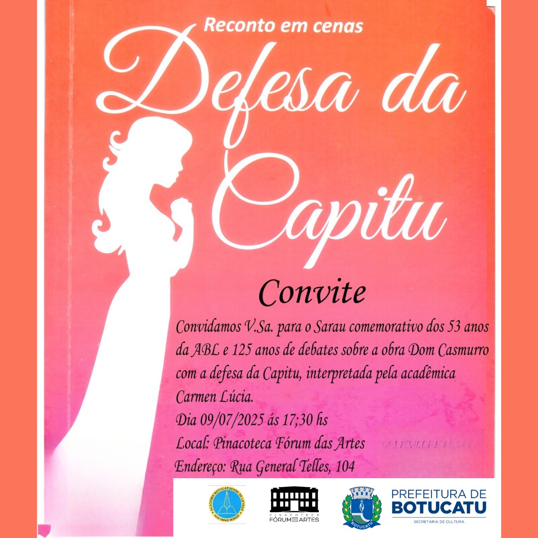 “Reconto em Cenas – Defesa da Capitu” será realizado na Pinacoteca nesta quarta-feira, 9