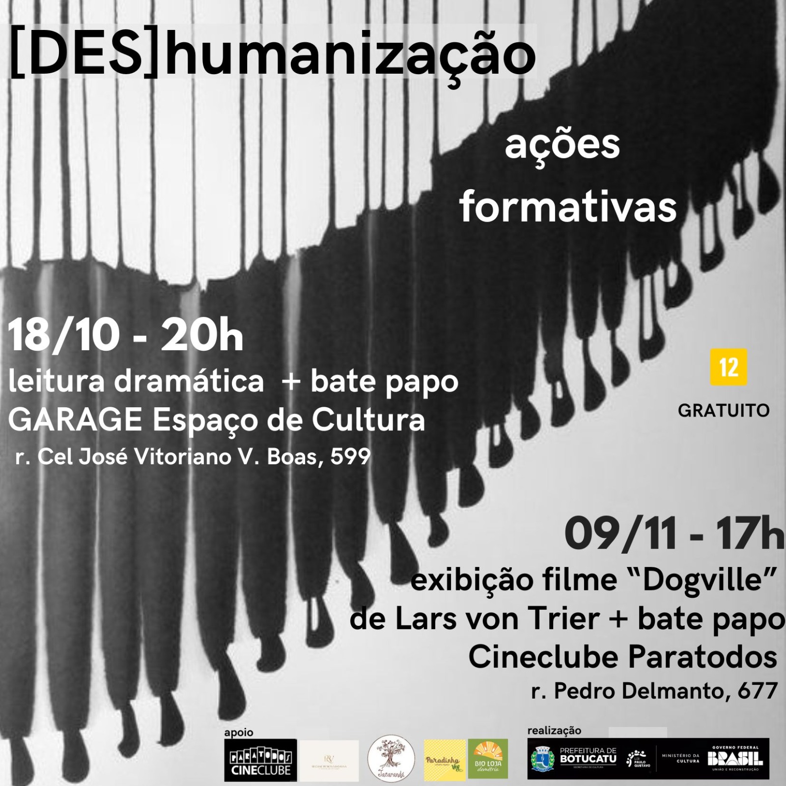 Ação Formativa: Leitura Dramática [DES]humanização acontece no GARAGE Espaço de Cultura